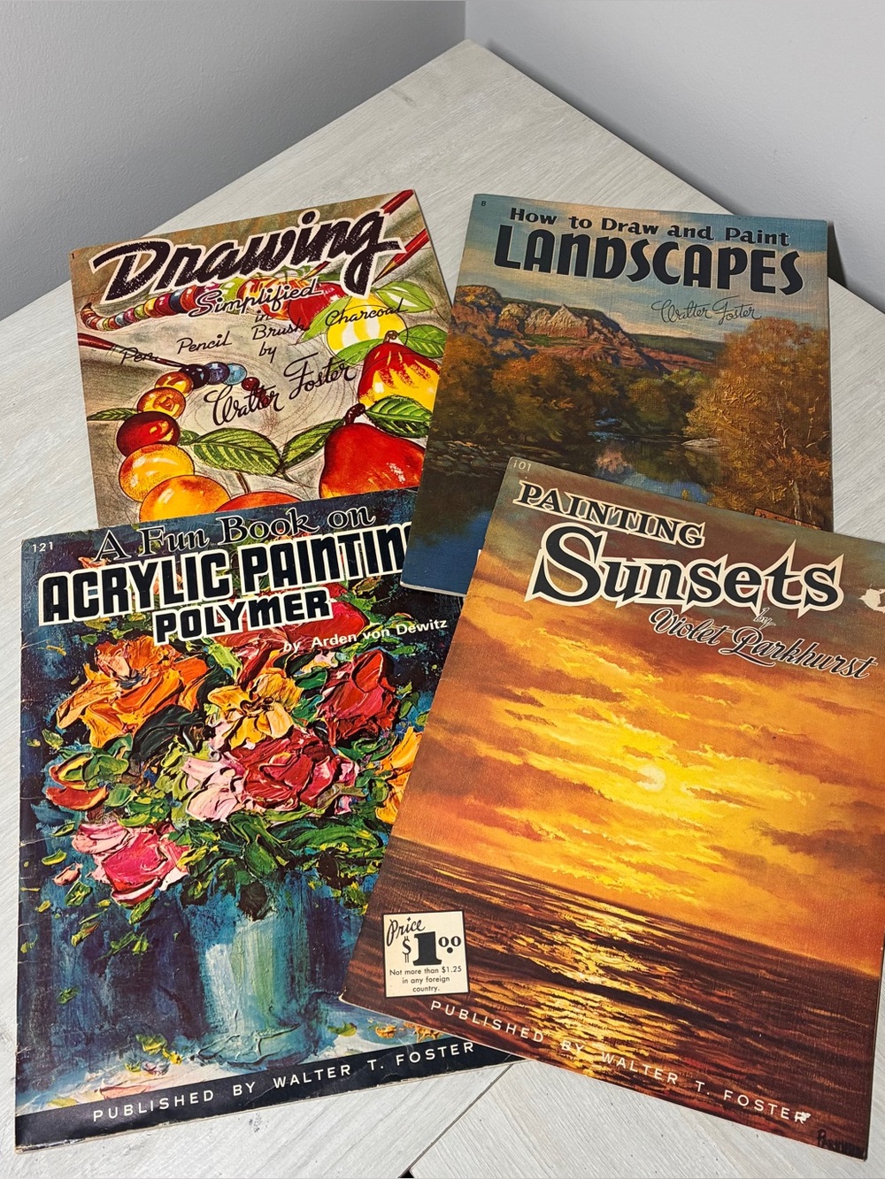 VTG Lot of Four Walter Foster Art Instruction Book Drawing Painting Landscape PB